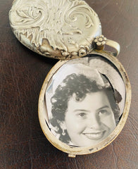French Slide Locket Pendant, European Silver Antique Jewellery 1900s Art Nouveau