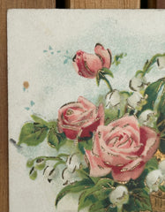 NOW SOLD Embossed French Antique Postcard, Printed in Pre Unified Germany, Cornucopia Horn of Plenty, Pink and Red Roses // Franked 1905