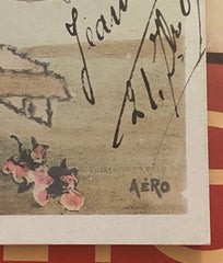 French Antique Postcard, Glamorous Lady Flying a Plane Decorated with Flowers // Vintage Paper Ephemera, Franked 1909