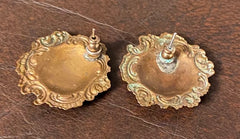 Gold Tone French Baroque Earrings Pierced Vintage Jewellery