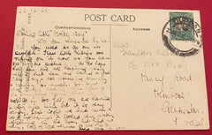 NOW SOLD Black Cats Postcard Sent 1928 Published by Inter Art for France, Tormenting a Dog