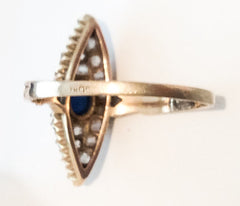 NOW SOLD Art Deco Diamond Sapphire Ring, 18K Gold, Engagement, Wedding, Russian Vintage Fine Jewelry