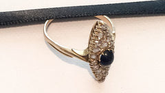 NOW SOLD Art Deco Diamond Sapphire Ring, 18K Gold, Engagement, Wedding, Russian Vintage Fine Jewelry