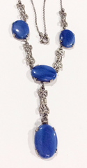 NOW SOLD Blue Glass Art Deco Necklace Vintage Jewelry SALE
