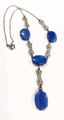 NOW SOLD Blue Glass Art Deco Necklace Vintage Jewelry SALE