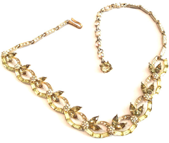 NOW SOLD Bogoff Rhinestone Necklace, 1940s Art Deco Vintage Jewelry