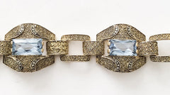 Art Deco Aquamarine Bracelet, Fahrner, Vermeil, Sterling Silver, Vintage Fine Jewelry