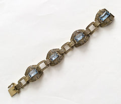 Art Deco Aquamarine Bracelet, Fahrner, Vermeil, Sterling Silver, Vintage Fine Jewelry