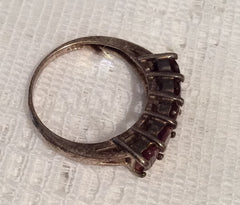 Garnet Ring, Anniversary, Sterling Silver Vintage Jewelry
