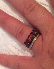 Garnet Ring, Anniversary, Sterling Silver Vintage Jewelry