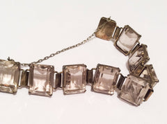 NOW SOLD Art Deco Bracelet, Smokey Topaz, Sterling Silver, 1920s Vintage Jewelry SUMMER SALE