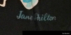 Jane Shilton Silk Scarf, Modernist, Abstract Blue Swirls, Vintage Fabric