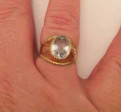 NOW SOLD Aquamarine Ring 18K Gold, European Gold, Etruscan, Byzantine, Victorian