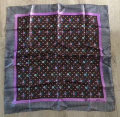 Anne Klein Silk Scarf 22”, Floral, Ladies Vintage Accessory