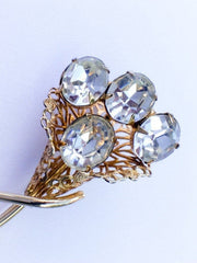 Glass Flower Bouquet Brooch French Art Deco Vintage Jewelry
