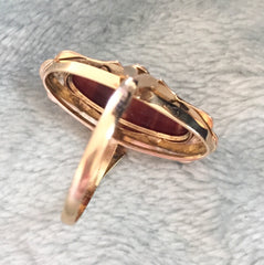 Banded Carnelian Ring, 14K Gold Ring, Art Nouveau Vintage Jewelry