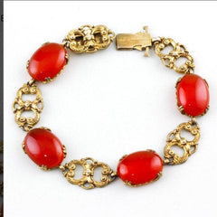 Art Deco carnelian bracelet, sterling silver Vintage Jewellery