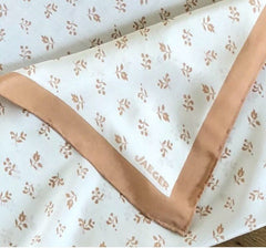 NOW SOLD Brown and White Silk Scarf, Vintage Designer Jaeger, Coffee Colour, Floral Vintage Fabric