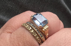 NOW SOLD Aquamarine Ring 18K Gold, German Art Deco, Vintage