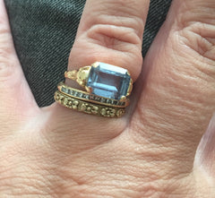NOW SOLD Aquamarine Ring 18K Gold, German Art Deco, Vintage