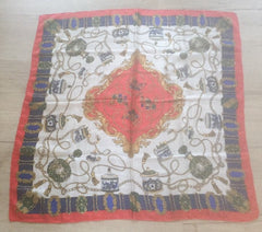 NOW SOLD Camille de Seville Spanish Silk Scarf, Vanity, Perfume, Vintage
