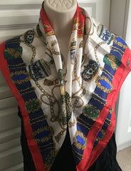 NOW SOLD Camille de Seville Spanish Silk Scarf, Vanity, Perfume, Vintage