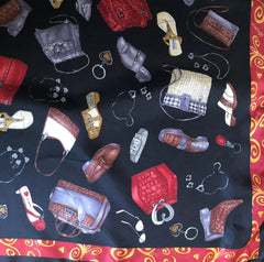 NOW SOLD Brighton Silk Scarf, 22” Neckerchief, Colourful, Jewellery, Shoes, Handbags, Vintage Fabric