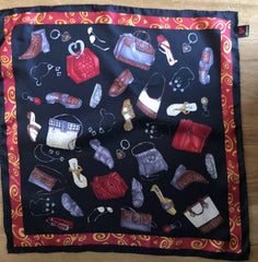 NOW SOLD Brighton Silk Scarf, 22” Neckerchief, Colourful, Jewellery, Shoes, Handbags, Vintage Fabric