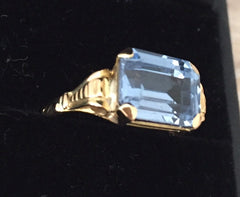 NOW SOLD Aquamarine Ring 18K Gold, German Art Deco, Vintage