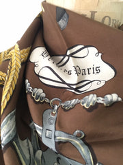 NOW SOLD Hermes Brown Silk Scarf, Cheval Palefroi, Vintage Ladies Accessories