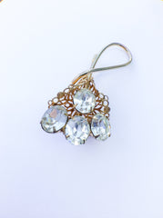 French Crystal Pin, Floral Bouquet, 1960s Vintage Jewelry
