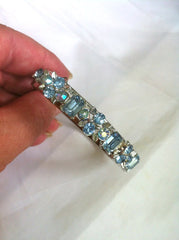 NOW SOLD Blue Glass Bangle Bracelet, Lisner 1950s Art Deco Revival