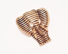 Elephant Pin Brooch, Enamel, Rhinestone, 1960s Vintage Jewelry
