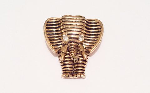Elephant Pin Brooch, Enamel, Rhinestone, 1960s  Vintage Jewelry