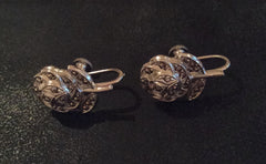NOW SOLD Art Deco Earrings with Marcasite, Sterling Silver, 1940s