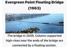Seattle Postcard, First Evergreen Point Floating Bridge, 1960s Washington USA