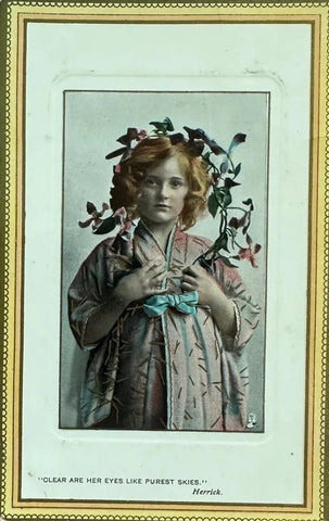 Antique British Postcard, Real Photo from the Raphael Tuck Series Kings and Queens //Embellished with Gold Gilt Border, Poet Robert Harrick