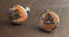 Art Deco 1930s Marbled Brown Lucite Earrings, Screw Back Vintage Jewellery