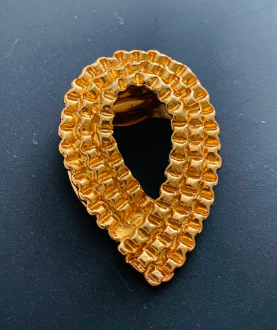 Scarf Clip, Pin, Gold Tone Raised Design, 1960s Vintage Jewelry