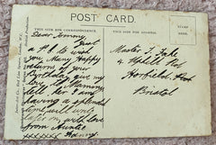Edwardian Birthday Postcard, Pair of Children, Forget Me Not Flowers, Art Deco Graphics