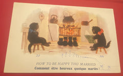 Black Cats Postcard Sent 1921 Published by Inter Art for France, How to be Happy Although Married