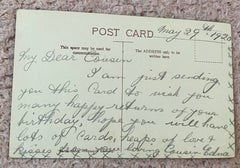 1920s Floral Birthday Postcard, Pretty Child Birthday Wish, Many Happy Returns