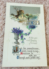 Embossed Vintage Christmas Postcard, Printed in Germany, Art Deco Imagery
