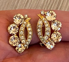 Eisenberg Ice Glass Earrings, Clip Ons, 1950s Vintage Jewelry