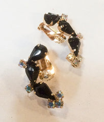 Black Glass Earrings, Ear Climbers