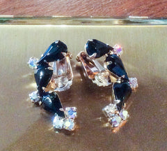 Black Glass Earrings, Ear Climbers