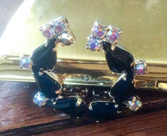 Black Glass Earrings, Ear Climbers