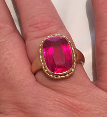 NOW SOLD Edwardian Pink Red Ruby 14K Gold Ring Vintage Fine Jewelry