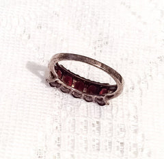Garnet Ring, Anniversary, Sterling Silver Vintage Jewelry