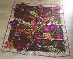 Pink Botanical Silk Scarf, Designed by Faith, Printed in China